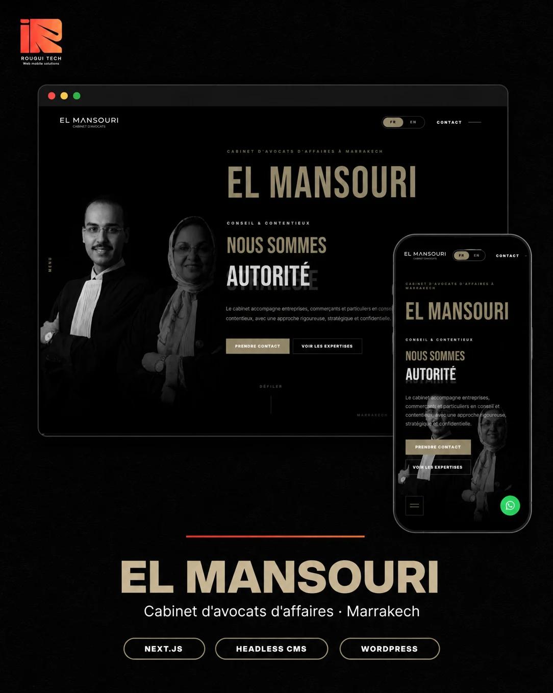 El Mansouri Avocats · Site vitrine premium / Headless CMS